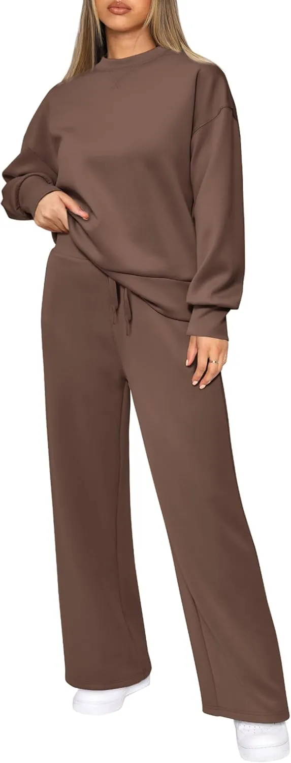 PRETTYGARDEN Women's 2 Piece Outfits 2025 Winter Long Sleeve Pullover Tops And Long Pants Lounge Sets Tracksuit