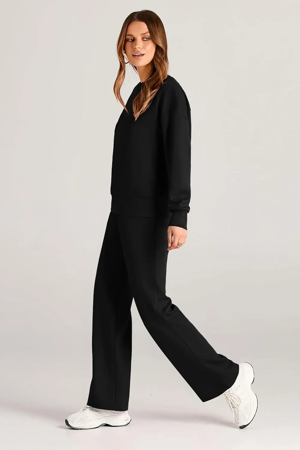 PRETTYGARDEN Women's 2 Piece Outfits 2025 Winter Long Sleeve Pullover Tops And Long Pants Lounge Sets Tracksuit