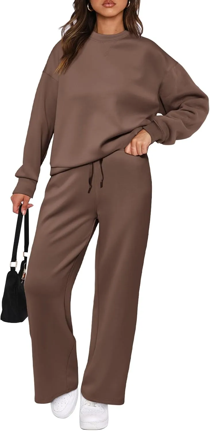 PRETTYGARDEN Women's 2 Piece Outfits 2025 Winter Long Sleeve Pullover Tops And Long Pants Lounge Sets Tracksuit
