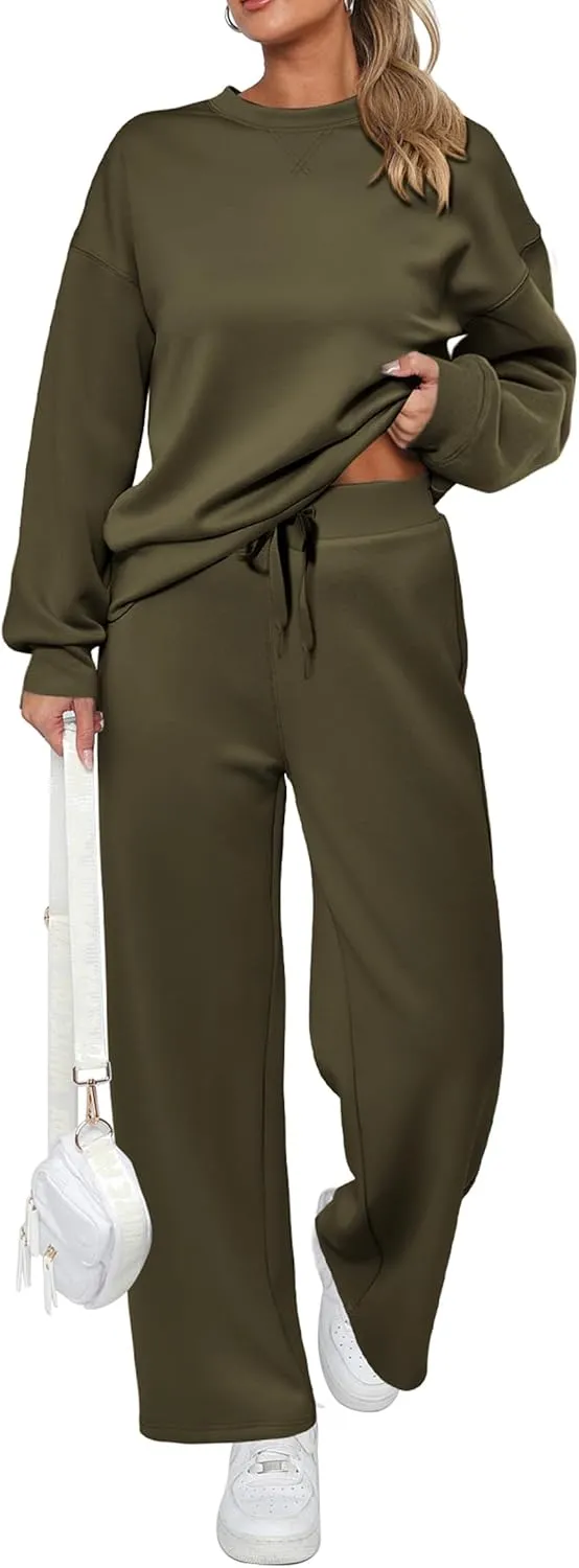 PRETTYGARDEN Women's 2 Piece Outfits 2025 Winter Long Sleeve Pullover Tops And Long Pants Lounge Sets Tracksuit