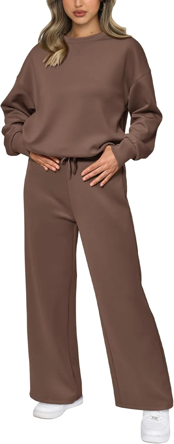 PRETTYGARDEN Women's 2 Piece Outfits 2025 Winter Long Sleeve Pullover Tops And Long Pants Lounge Sets Tracksuit