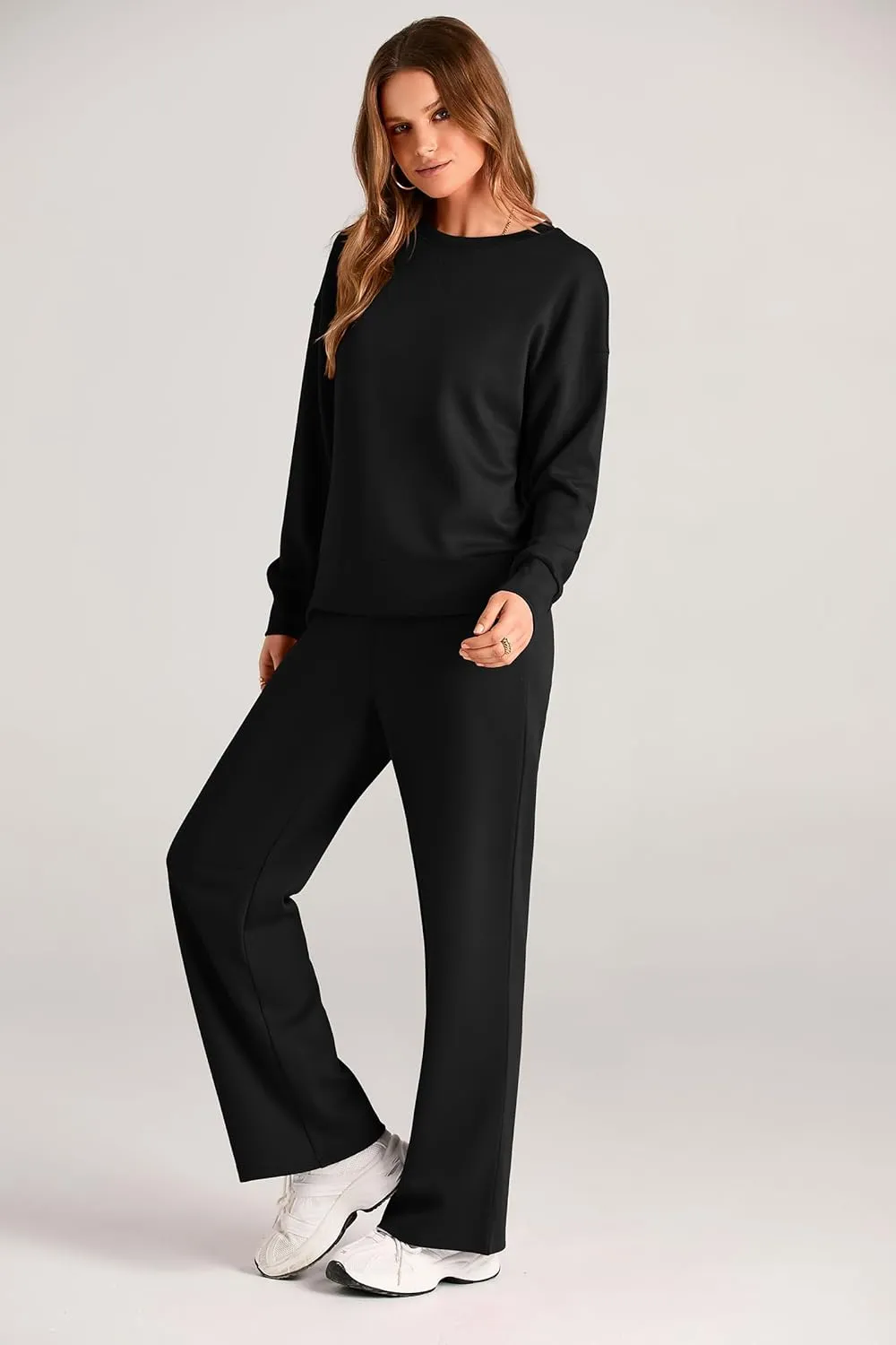 PRETTYGARDEN Women's 2 Piece Outfits 2025 Winter Long Sleeve Pullover Tops And Long Pants Lounge Sets Tracksuit