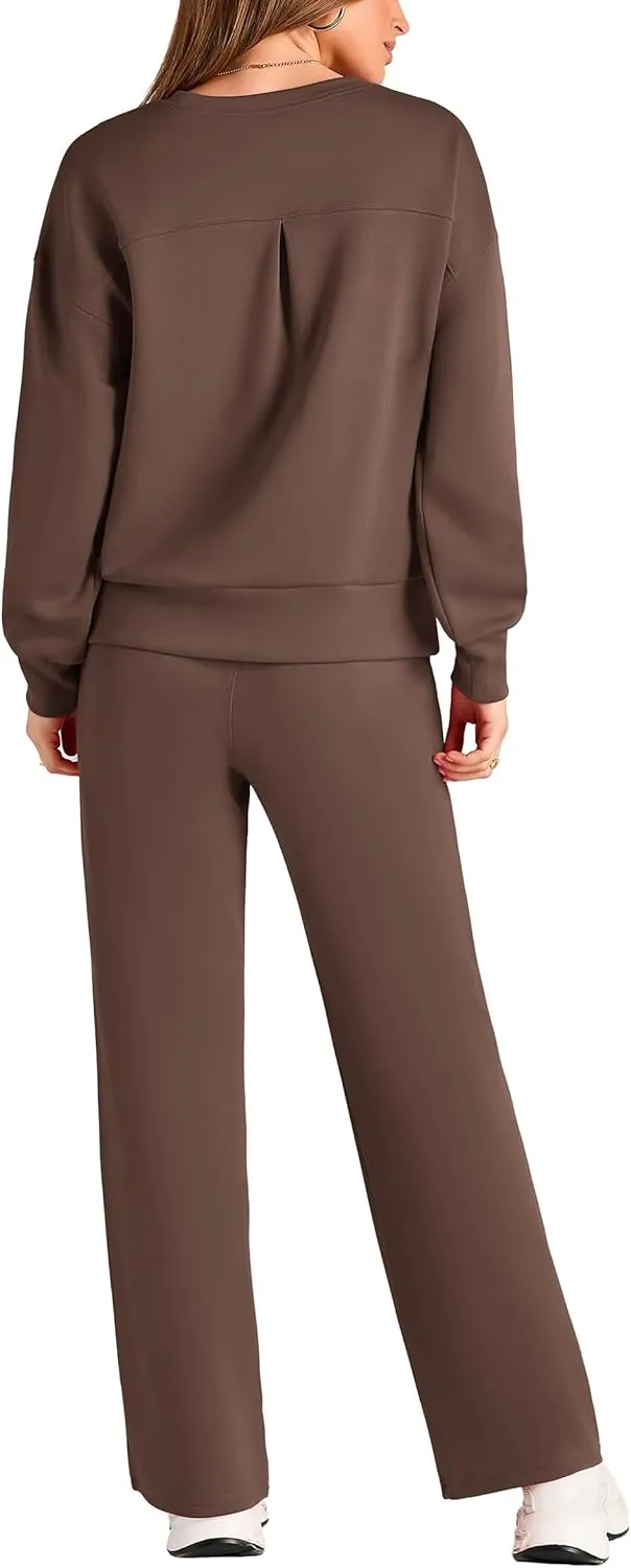 PRETTYGARDEN Women's 2 Piece Outfits 2025 Winter Long Sleeve Pullover Tops And Long Pants Lounge Sets Tracksuit