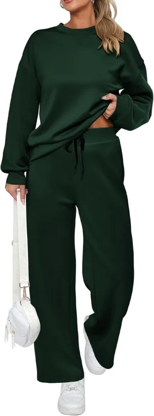 PRETTYGARDEN Women's 2 Piece Outfits 2025 Winter Long Sleeve Pullover Tops And Long Pants Lounge Sets Tracksuit