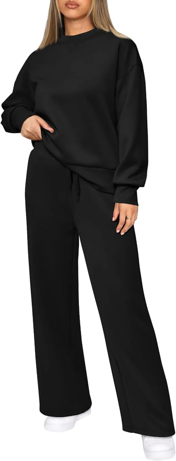 PRETTYGARDEN Women's 2 Piece Outfits 2025 Winter Long Sleeve Pullover Tops And Long Pants Lounge Sets Tracksuit