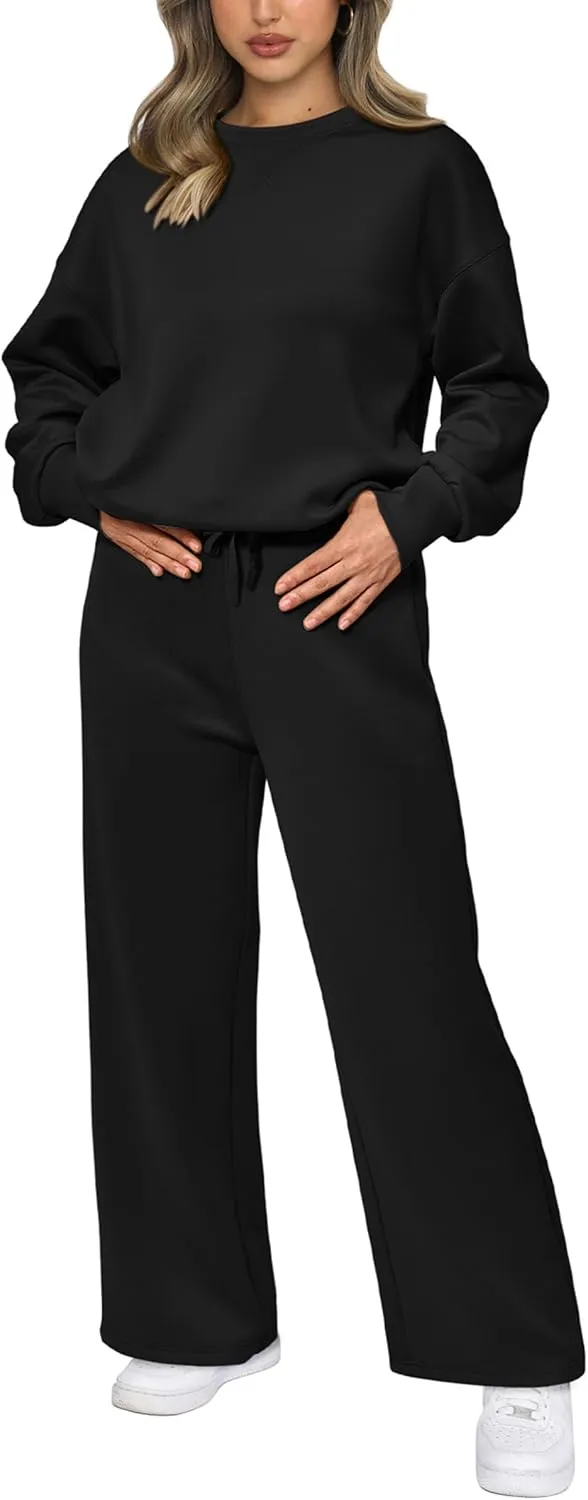 PRETTYGARDEN Women's 2 Piece Outfits 2025 Winter Long Sleeve Pullover Tops And Long Pants Lounge Sets Tracksuit
