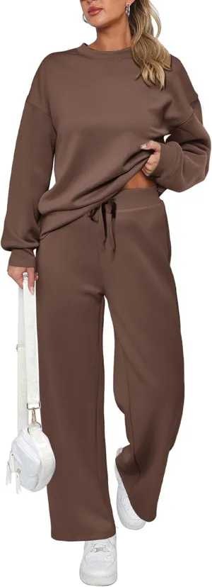 PRETTYGARDEN Women's 2 Piece Outfits 2025 Winter Long Sleeve Pullover Tops And Long Pants Lounge Sets Tracksuit