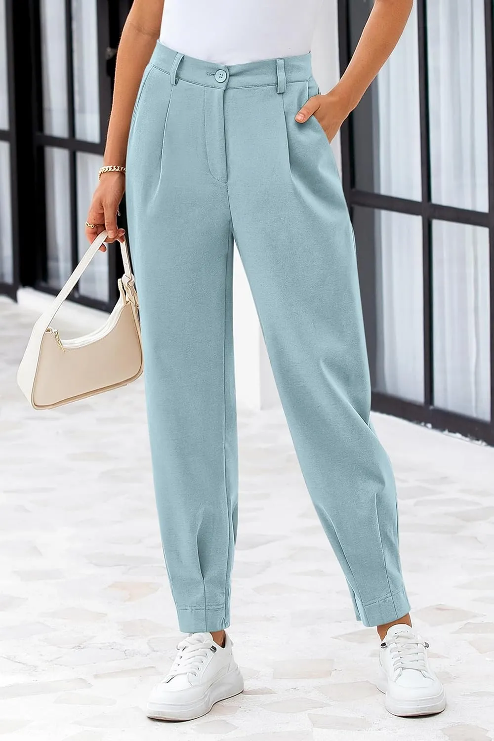 PRETTYGARDEN Women's High Waisted Pants Dressy Casual Ankle Length Work Office Trouser Slacks with Pockets