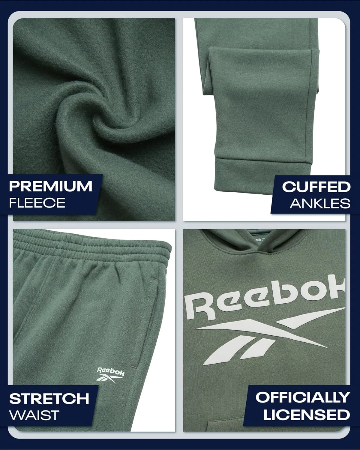 Reebok Boys' Tracksuit - 2 Piece Fleece Pullover Hoodie and Athletic Jogger Sweatpants for Boys (Sizes: 8-14)