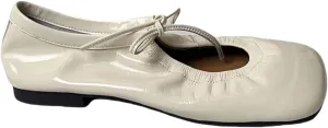 Retro Soft-surfaced Wide Toe Box Square-Toe Ballet Flats for Women Lace-up Patent Leather Casual Shoes New 2025