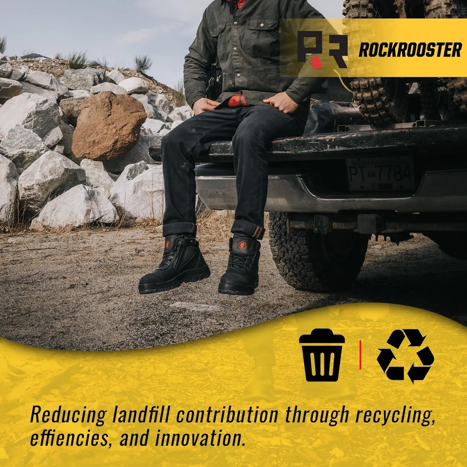 ROCKROOSTER Mens Work Boots, 6 inch Steel Toe Side Zipper Safety Wheat Black Slip Resistant Work Boot, TPU Outsole Breathable Leather Shoes, ASTM F2413-18 Static Dissipative SD (AK050 & AK050BK)
