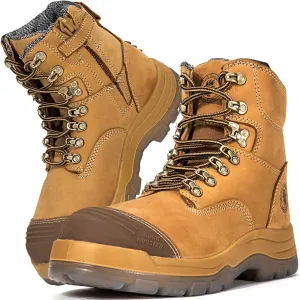 ROCKROOSTER Work Boots for Men,7 inch,Steel Toe,Side Zipper, Leather Shoes,Static Control, Breathable,Quick Dry(AK232Z -AK245Z
