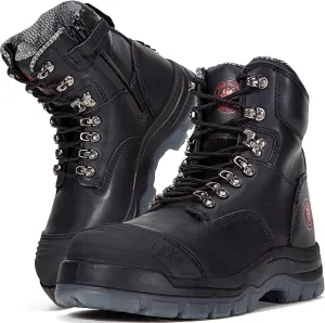 ROCKROOSTER Work Boots for Men,7 inch,Steel Toe,Side Zipper, Leather Shoes,Static Control, Breathable,Quick Dry(AK232Z -AK245Z