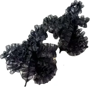 Ruffle Edge Organza Frills Shoelaces Bowknot Sneaker Black Sport Shoes White Shoes Laces DIY Training Shoes Laces