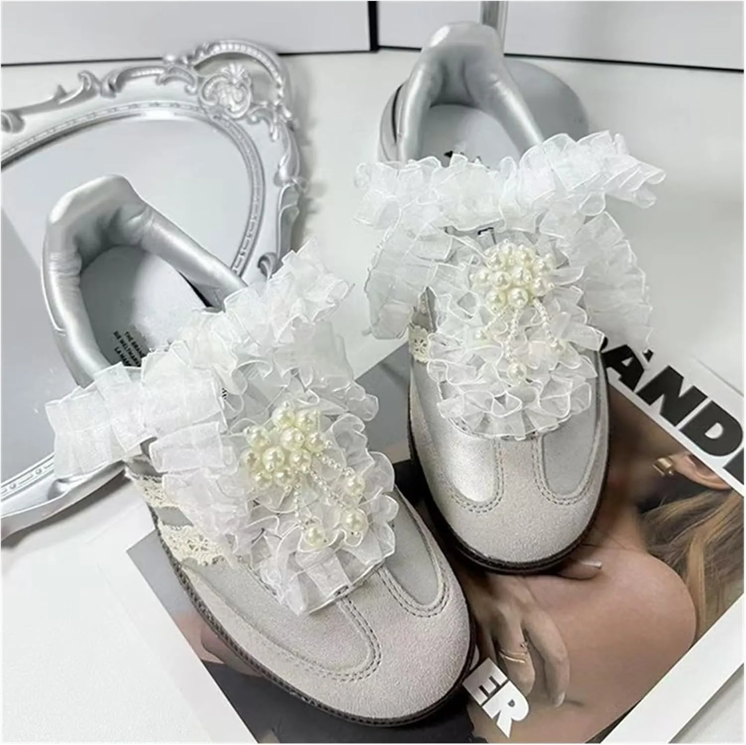Ruffle Edge Organza Frills Shoelaces Bowknot Sneaker Black Sport Shoes White Shoes Laces DIY Training Shoes Laces