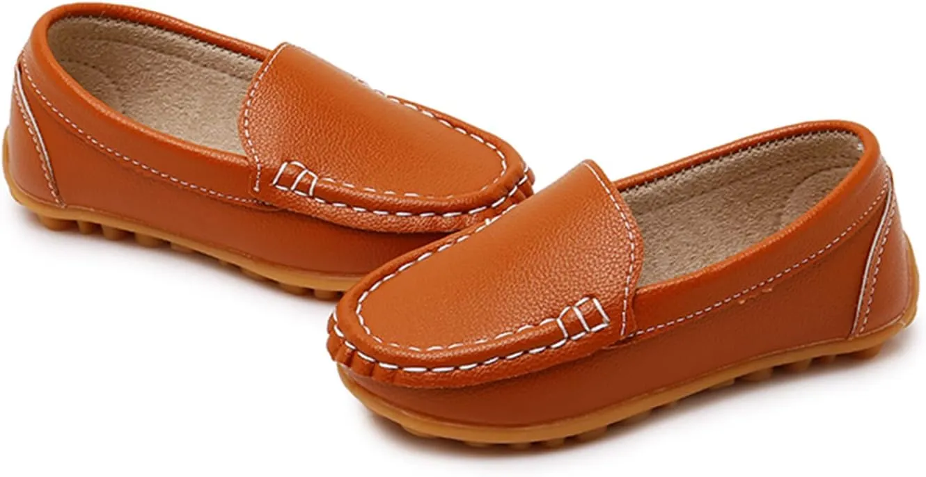 RVROVIC Kids Girls Boys Slip-on Loafers Oxford PU Leather Flats Shoes(Toddler/Little Kid)