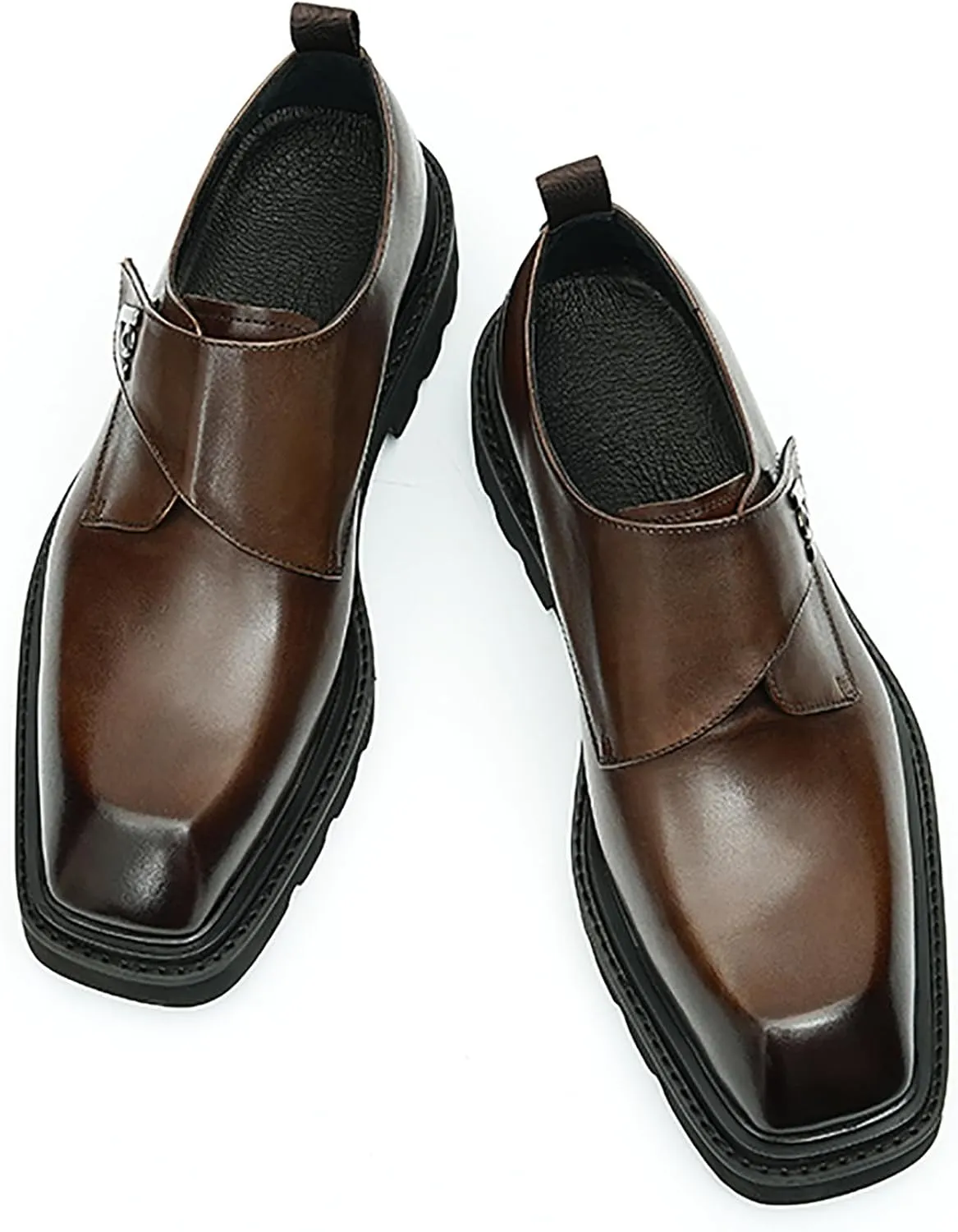 Santimon Mens Loafers Leather Dress Casual Slip On Walking Shoes Business Fashion Backstrap Sneakers Dress Shoes for Men Boys