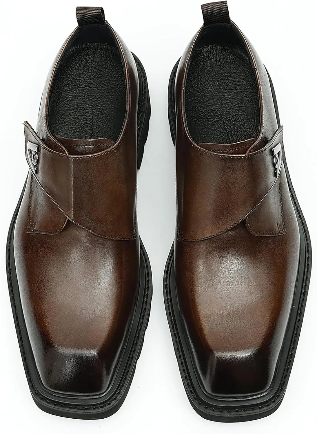 Santimon Mens Loafers Leather Dress Casual Slip On Walking Shoes Business Fashion Backstrap Sneakers Dress Shoes for Men Boys