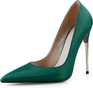 sarawill Women's Fashion Sexy Pumps Slip On High Heels Pointed Toe Silk Stiletto Party Wedding Dress Shoes for Ladies