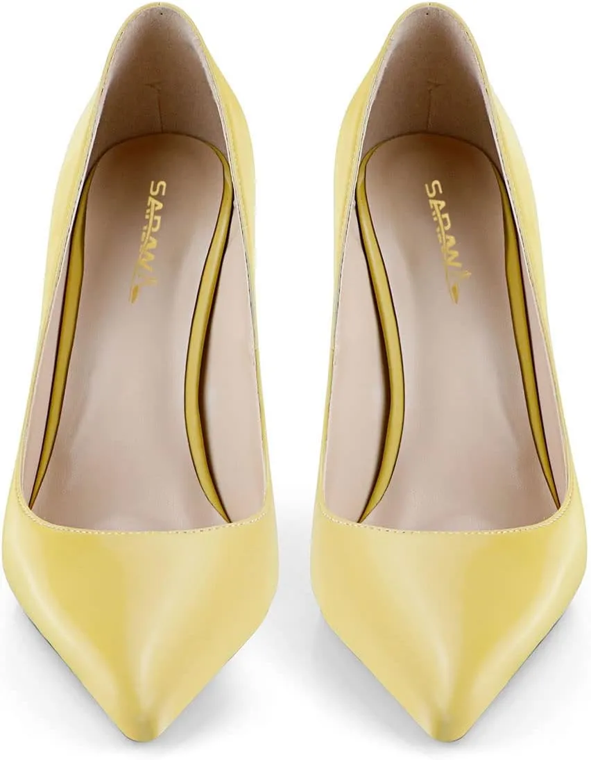 sarawill Women's Fashion Sexy Pumps Slip On High Heels Pointed Toe Silk Stiletto Party Wedding Dress Shoes for Ladies