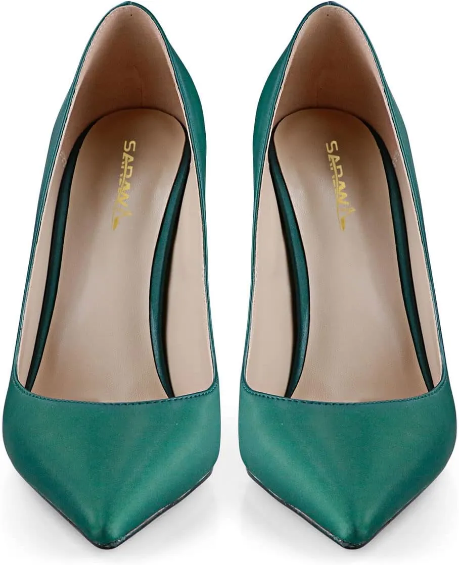 sarawill Women's Fashion Sexy Pumps Slip On High Heels Pointed Toe Silk Stiletto Party Wedding Dress Shoes for Ladies