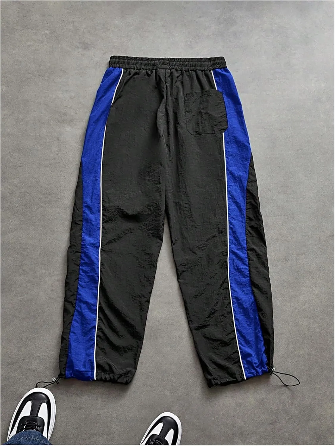 SHENHE Men's Y2k Wide Leg Color Block Baggy Parachute Pants Hip Hop Track Trousers Streetwear