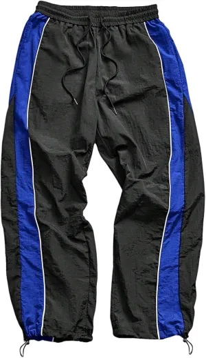 SHENHE Men's Y2k Wide Leg Color Block Baggy Parachute Pants Hip Hop Track Trousers Streetwear