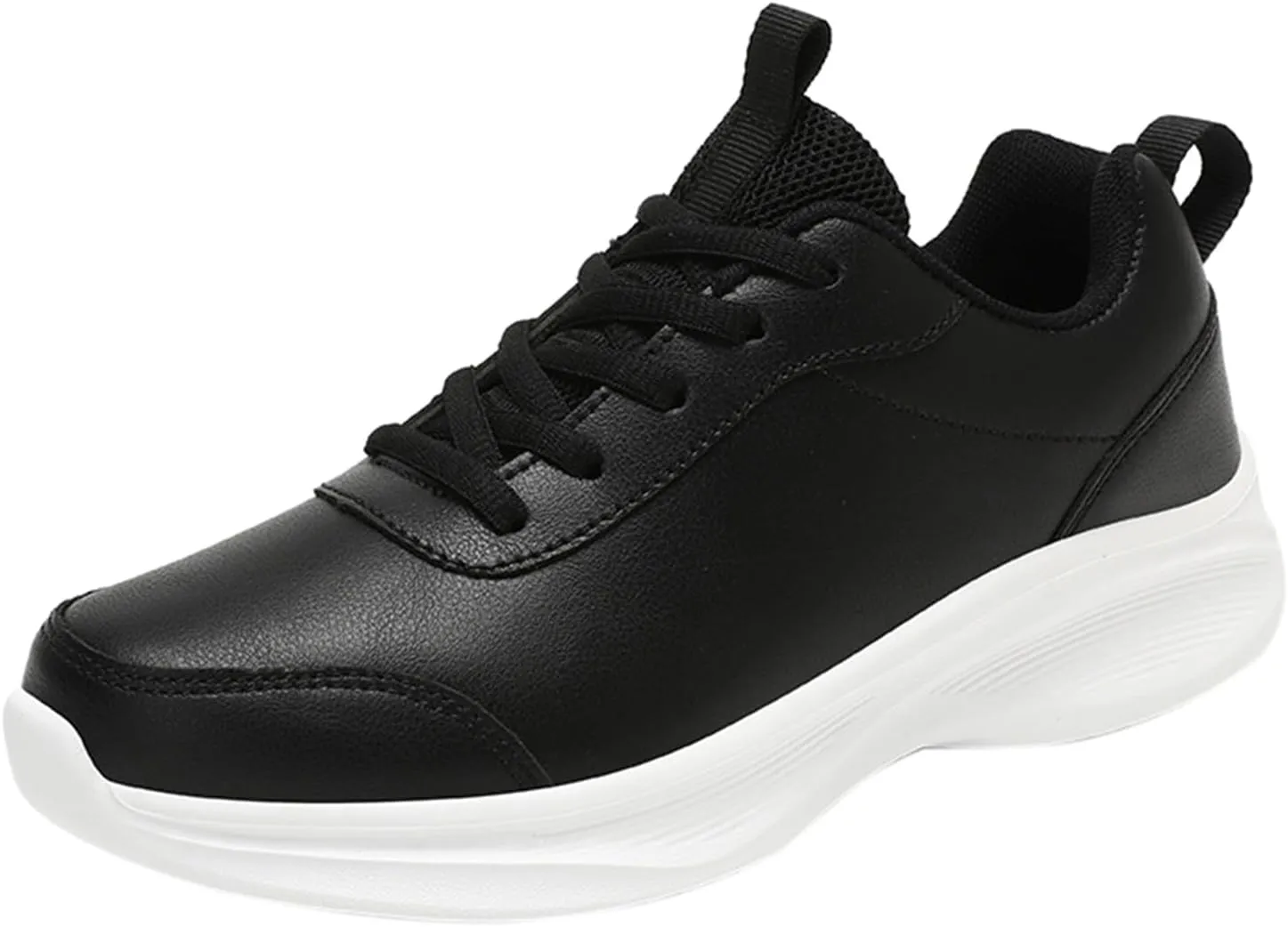 Sneakers for Women Leather Suede Casual Lace Up Non-Slip Walking Shoes Comfortable Tennis Running Shoes