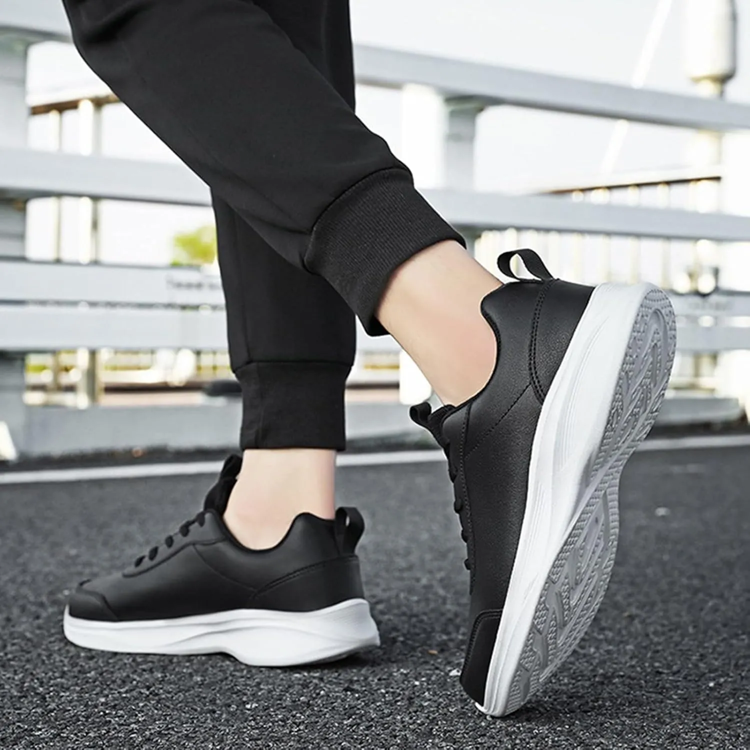 Sneakers for Women Leather Suede Casual Lace Up Non-Slip Walking Shoes Comfortable Tennis Running Shoes