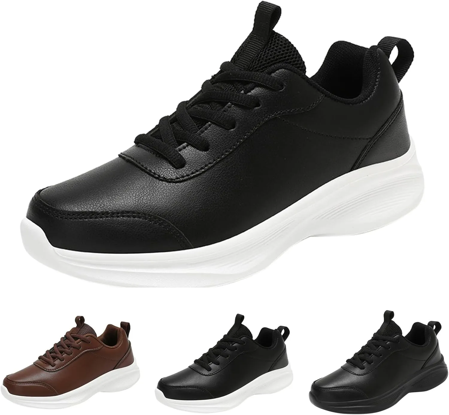 Sneakers for Women Leather Suede Casual Lace Up Non-Slip Walking Shoes Comfortable Tennis Running Shoes