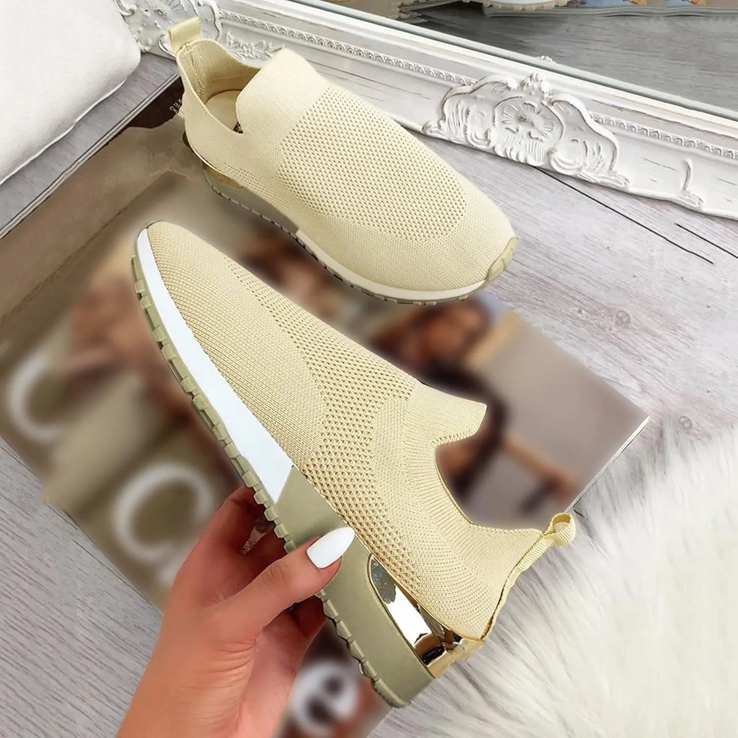 Sneakers for Women Running Shoes Slip On Casual Slip On Shoes Women Lether Casual Dress Shoes Fashion Sneakers Platform Tennis Shoe Loafers Dress Shoe