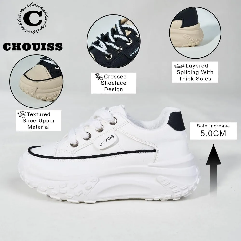 Sneakers for Women,Lace Up Thick Soled Non Slip Sports Shoes, Breathable, Stylish,Running,Shopping