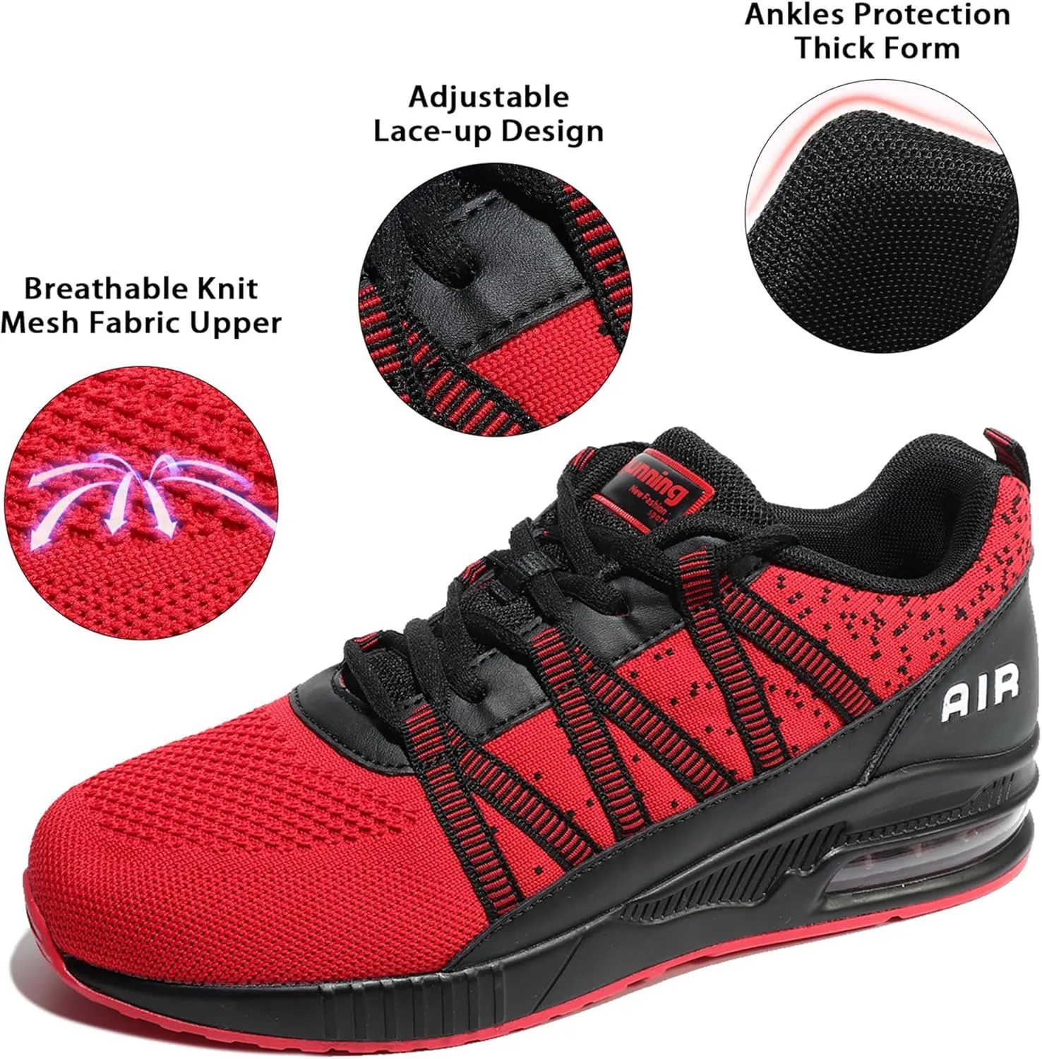 Soulsfeng Mens Air Cushion Running Shoes Lightweight Breathable Workout Tennis Gym Jogging Walking Sneakers US 5.5-12