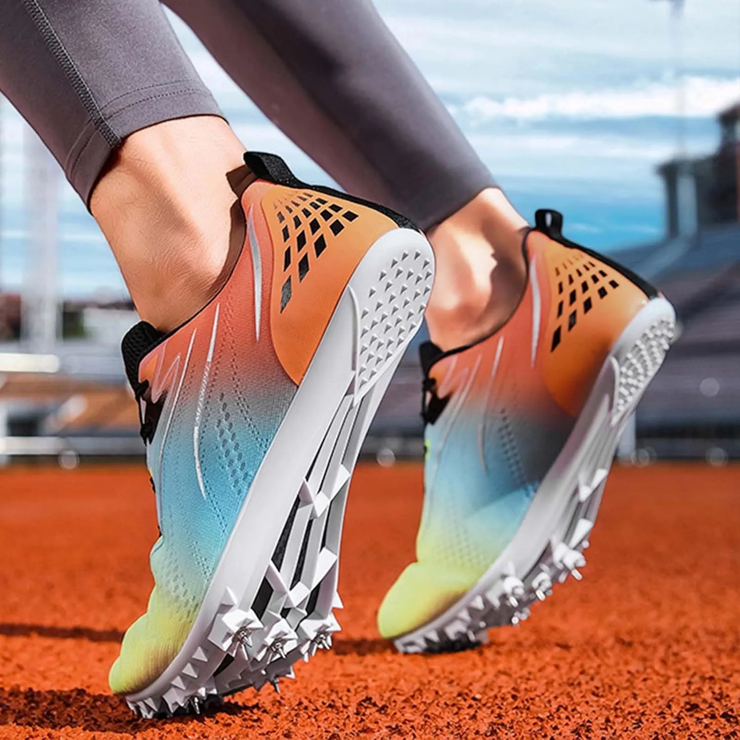 Spikes Track & Field Shoes for Mens Breathable Racing Jumping Sprint Sneakers Kids Boys Girls Youth Running Training Shoes