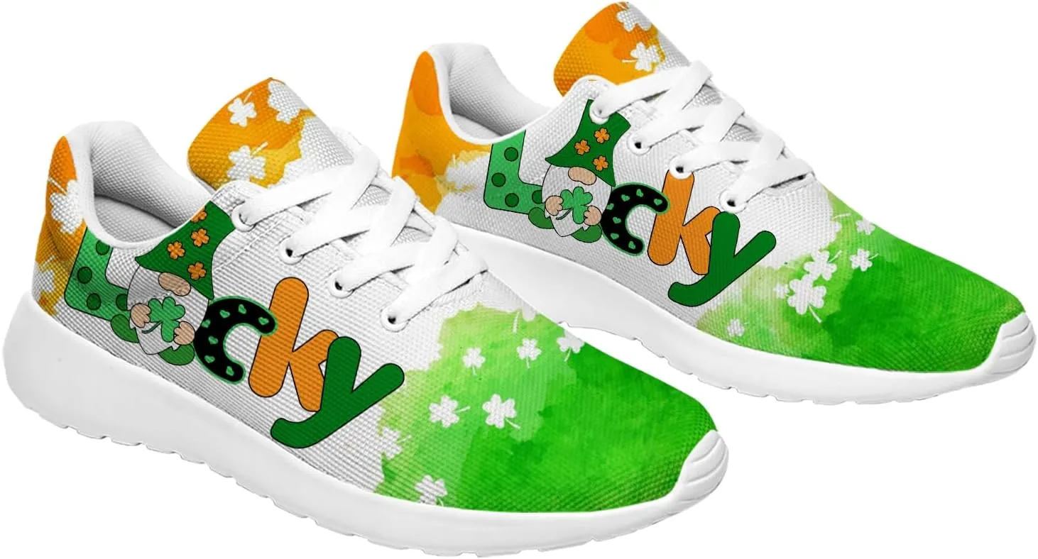 St Patricks Day Gnomes Shoes for Women Tennis Shoes Shamrocks Sneakers Irish Gifts for Women Men