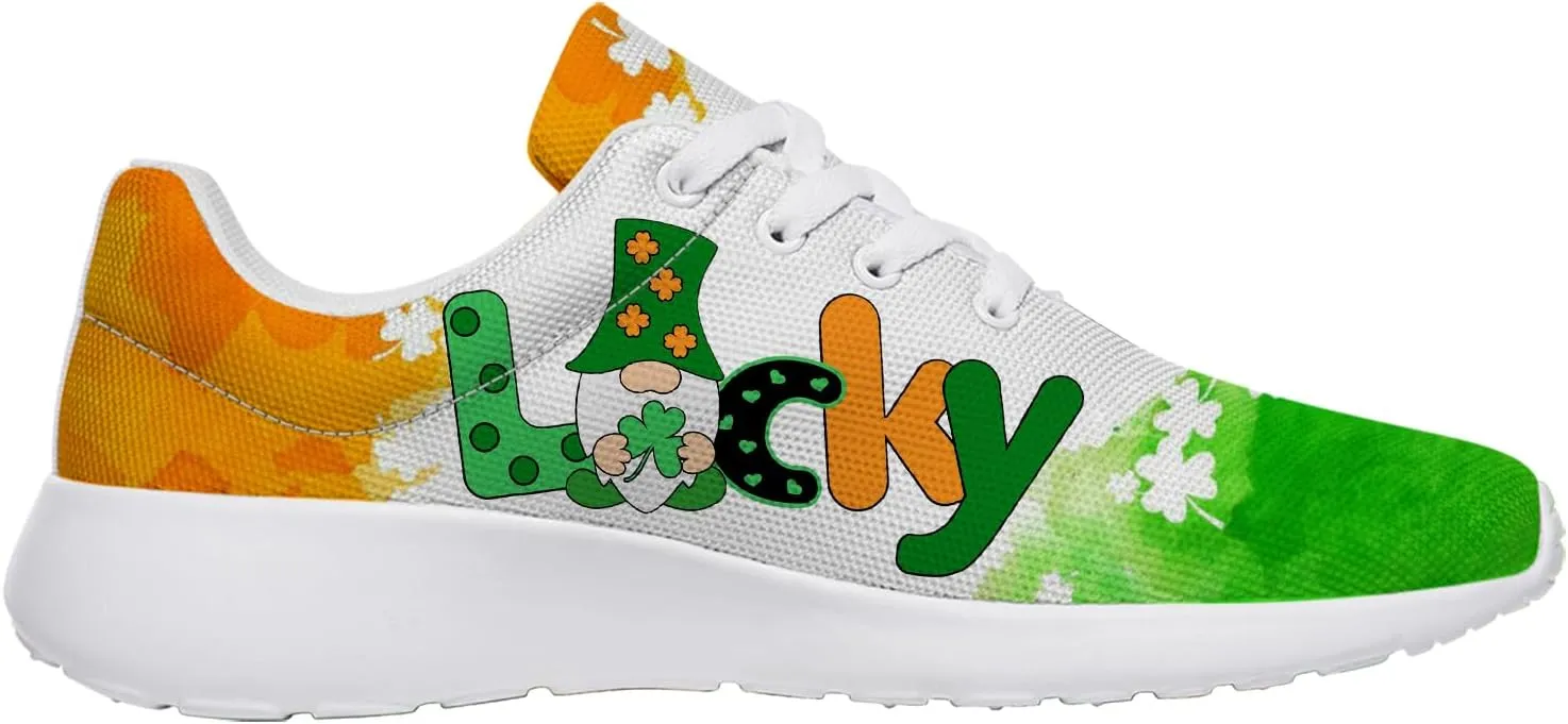 St Patricks Day Gnomes Shoes for Women Tennis Shoes Shamrocks Sneakers Irish Gifts for Women Men