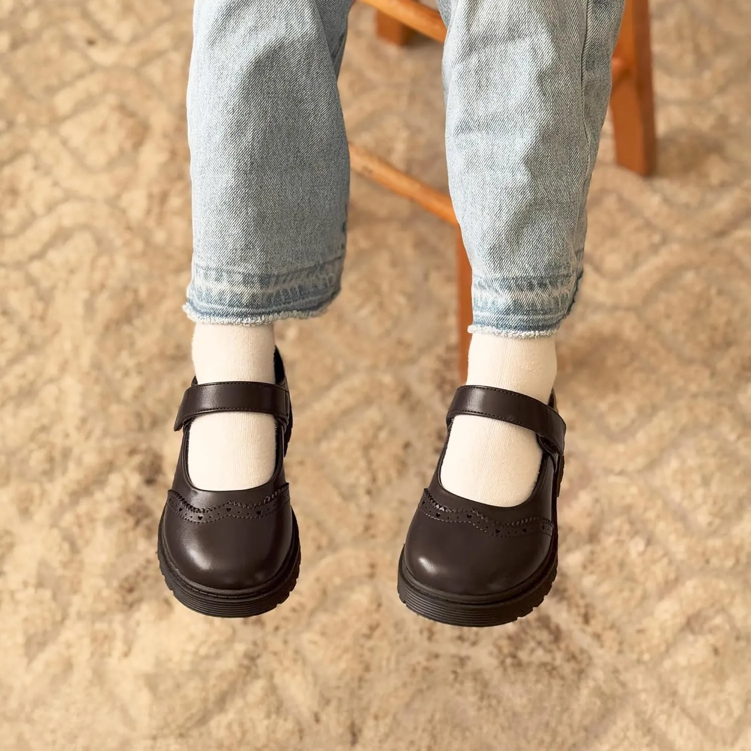 Stelle Girls School Mary Janes Uniform Shoes Flats Dress Shoes Chunky Loafers Oxfords (Little/Big Kids)