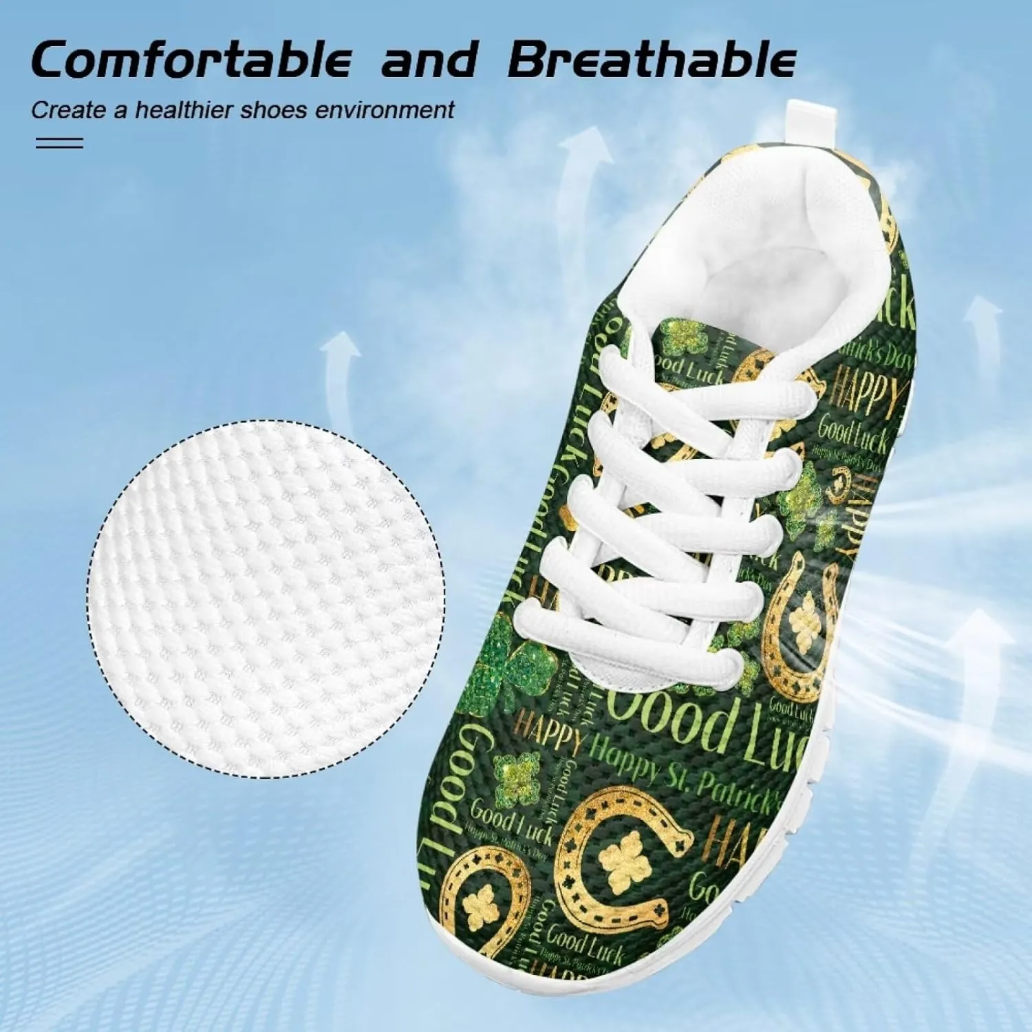 St.Patrick's Day Themed Sport Sneakers for Boys Girls Kids Casual Active Shoes for School
