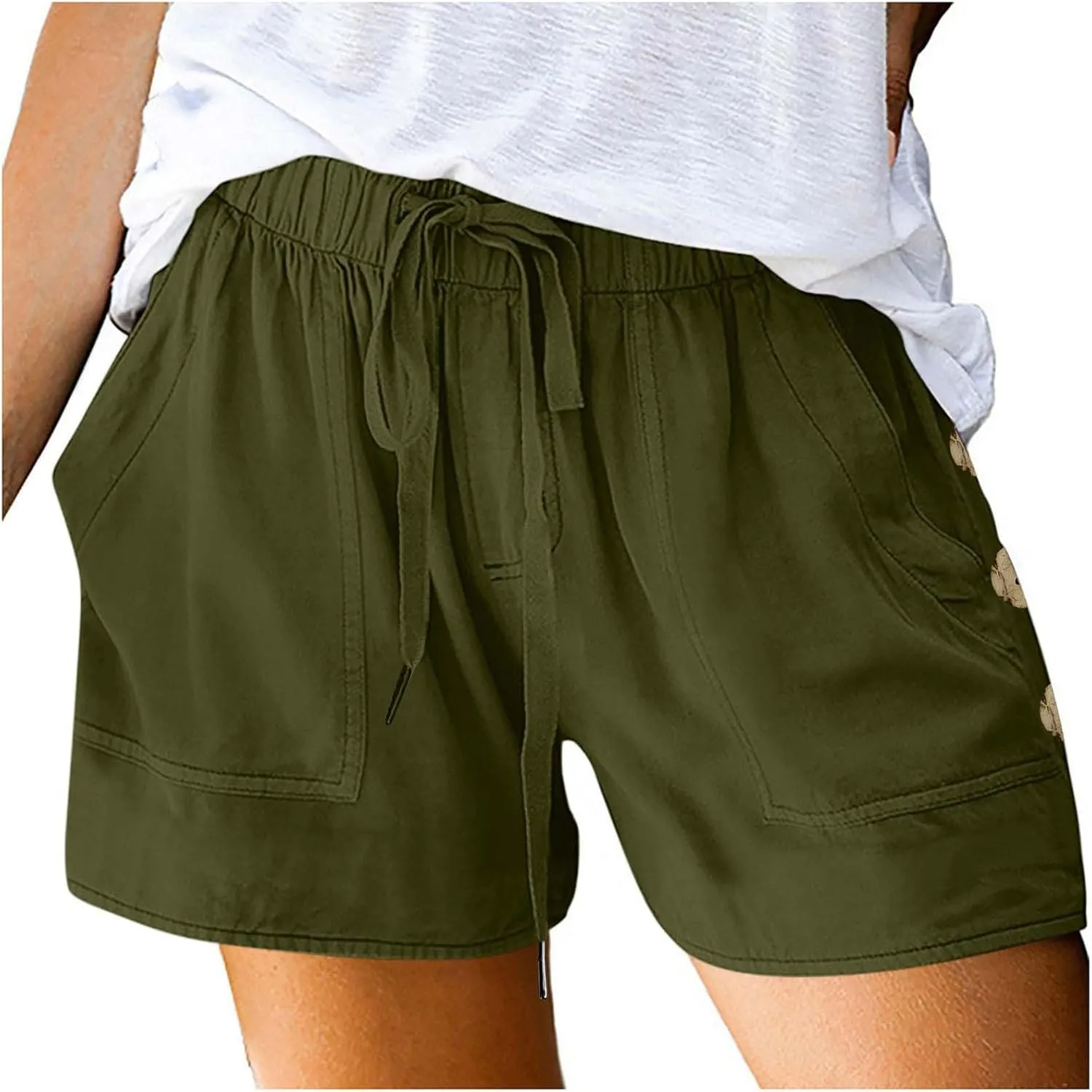 Summer Shorts for Women High Waisted Drawstring Lounge Short Pants with Pockets Casual Beach Vacation Clothes
