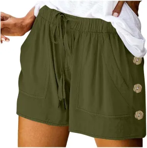Summer Shorts for Women High Waisted Drawstring Lounge Short Pants with Pockets Casual Beach Vacation Clothes