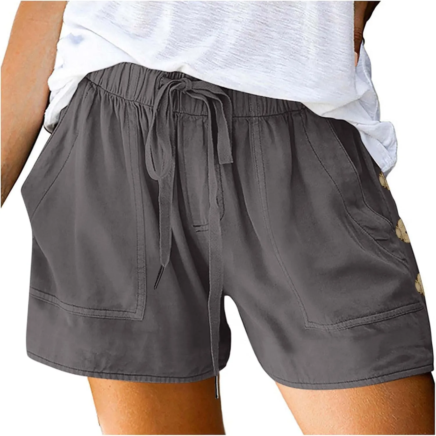 Summer Shorts for Women High Waisted Drawstring Lounge Short Pants with Pockets Casual Beach Vacation Clothes