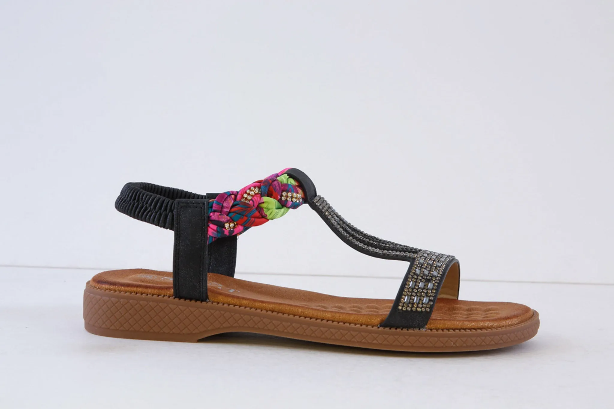 SUSST - HEIDI25 ORNATE LOW HEEL SANDAL - BLACK