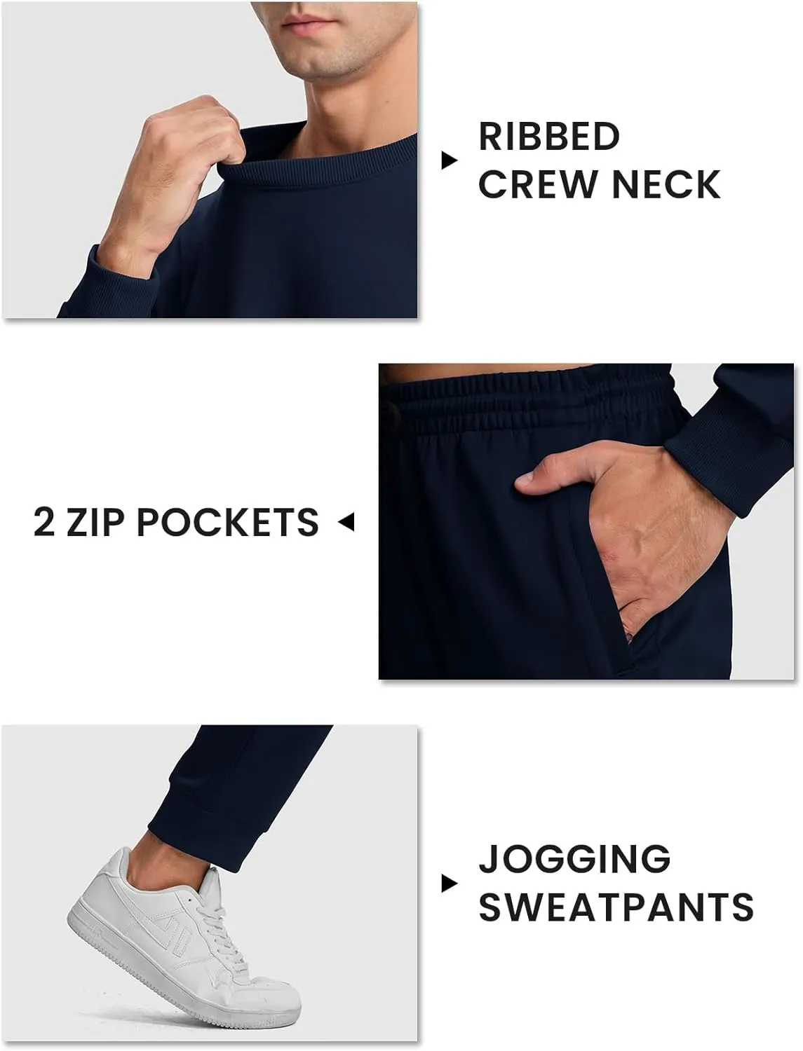 TBMPOY Mens Sweatsuits 2 Piece Set Tracksuits Jogging Outfits Long Sleeve Tops Jogger Pants Sweat Track Suits Casual Athletic