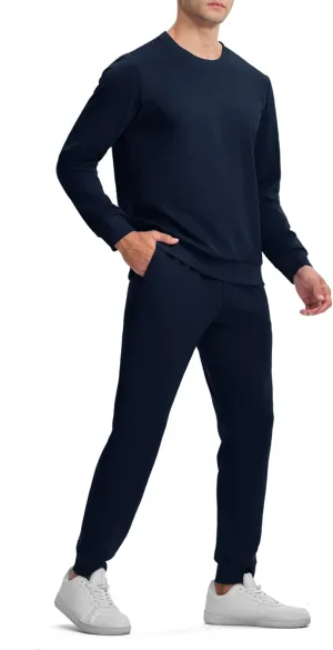 TBMPOY Mens Sweatsuits 2 Piece Set Tracksuits Jogging Outfits Long Sleeve Tops Jogger Pants Sweat Track Suits Casual Athletic