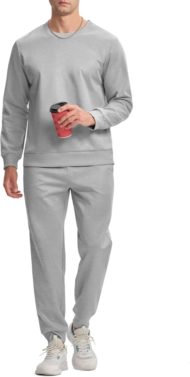 TBMPOY Mens Sweatsuits 2 Piece Set Tracksuits Jogging Outfits Long Sleeve Tops Jogger Pants Sweat Track Suits Casual Athletic