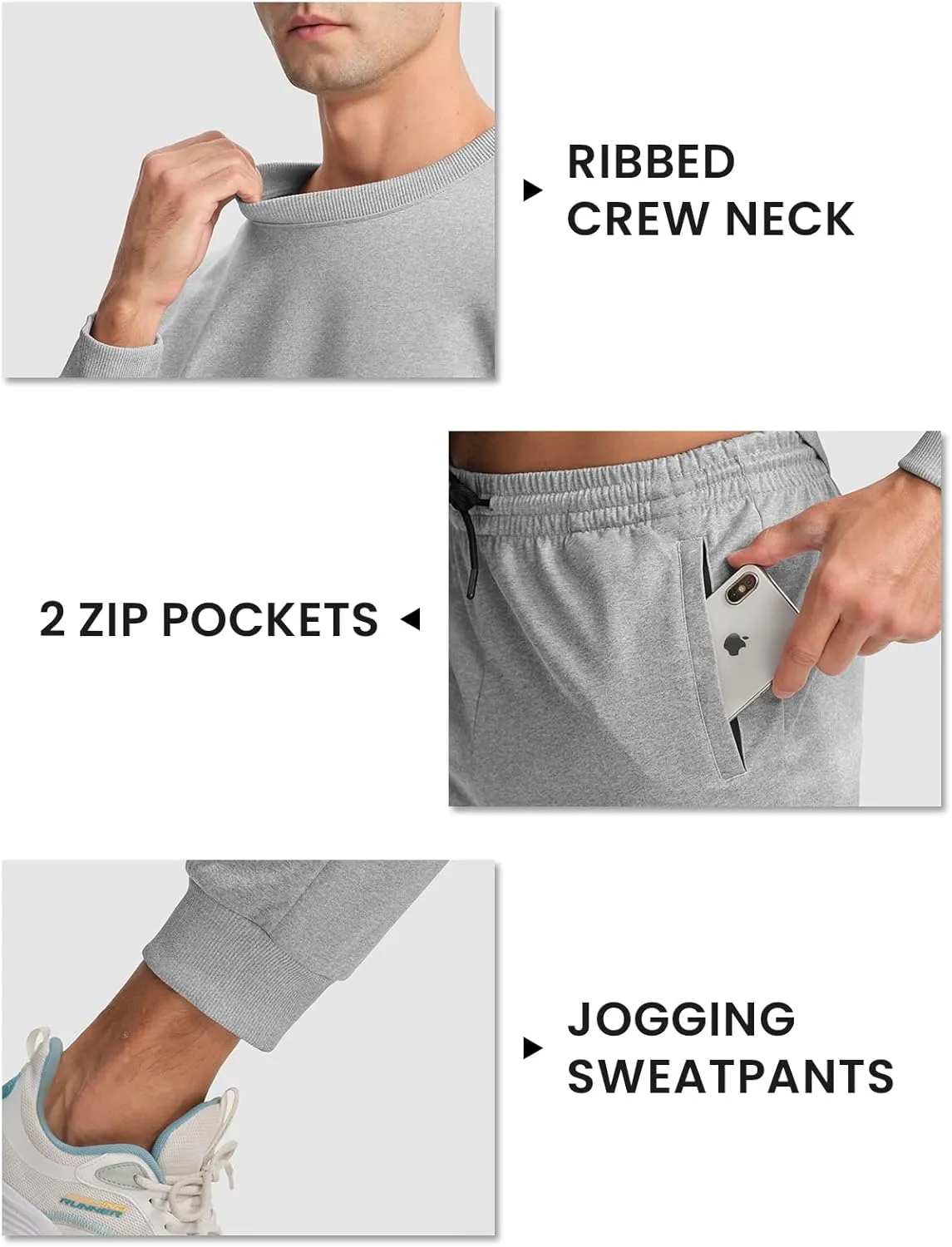 TBMPOY Mens Sweatsuits 2 Piece Set Tracksuits Jogging Outfits Long Sleeve Tops Jogger Pants Sweat Track Suits Casual Athletic