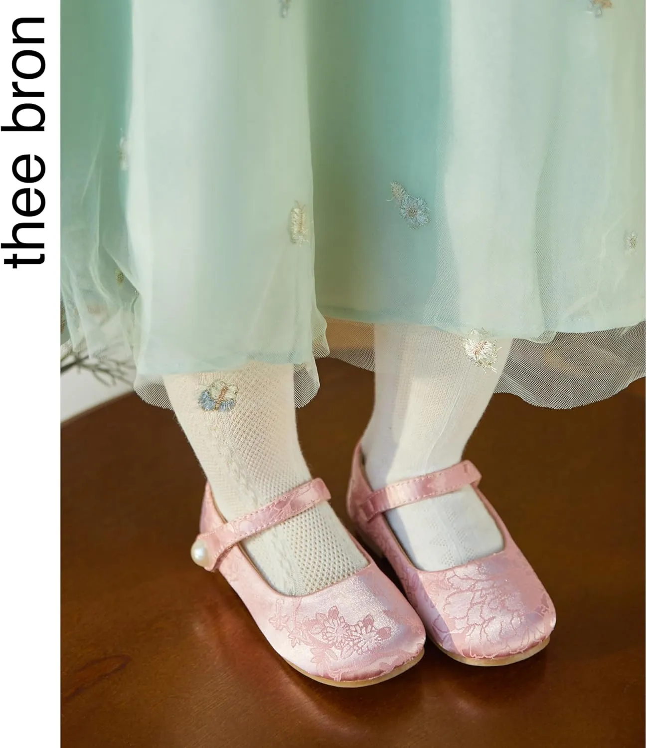 THEE BRON Little Girls Princess Shoes 3-12 Years Ballet Flats Soft Non-Slip Dress Shoes for Wide Feet
