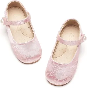 THEE BRON Little Girls Princess Shoes 3-12 Years Ballet Flats Soft Non-Slip Dress Shoes for Wide Feet