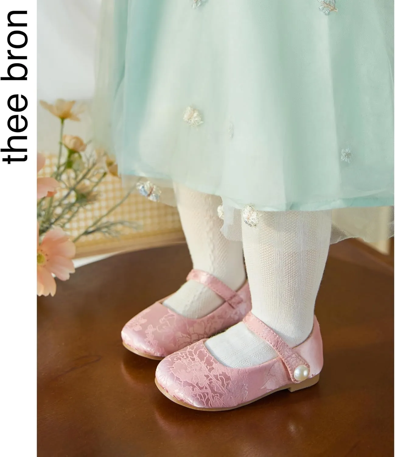 THEE BRON Little Girls Princess Shoes 3-12 Years Ballet Flats Soft Non-Slip Dress Shoes for Wide Feet