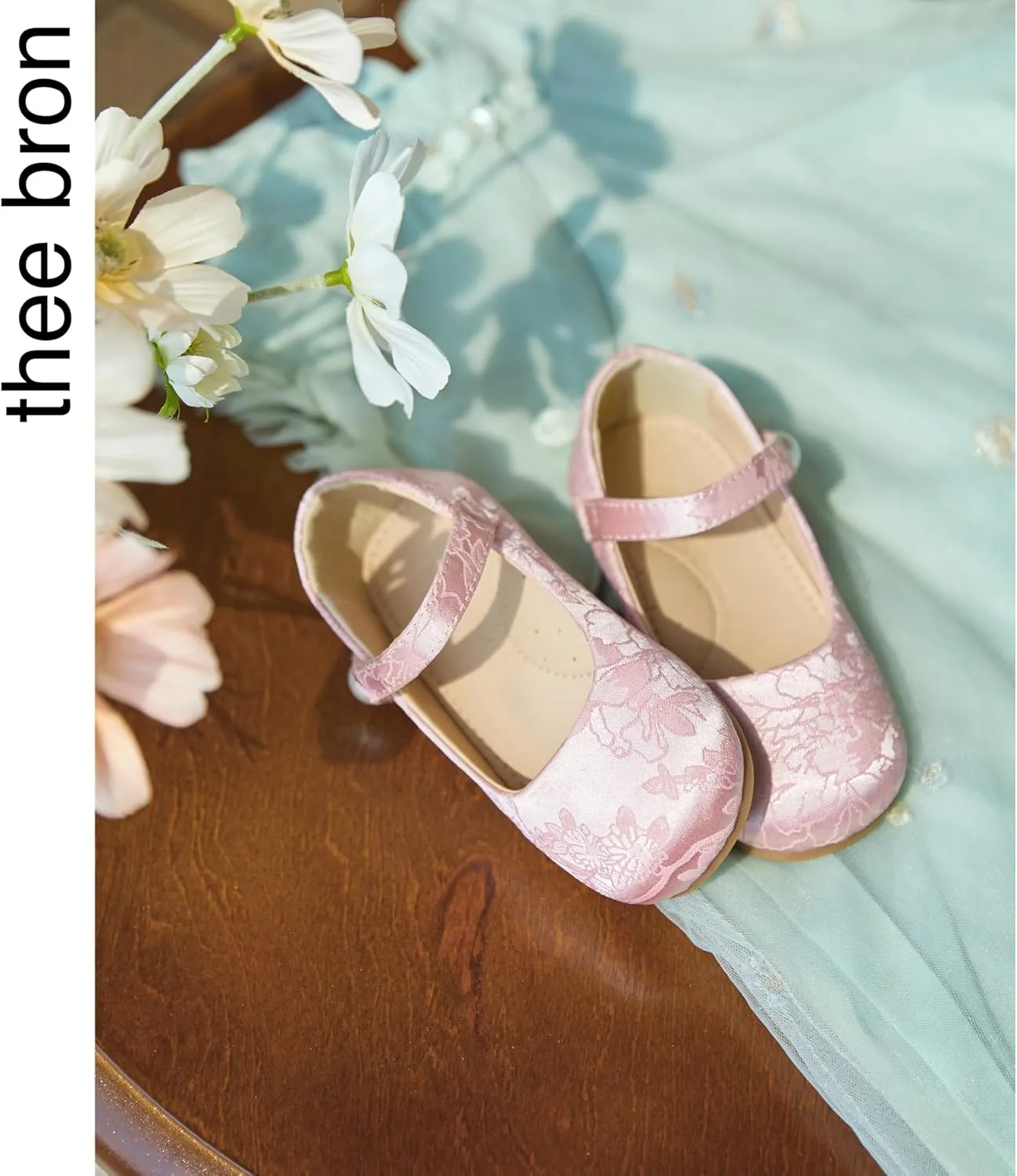 THEE BRON Little Girls Princess Shoes 3-12 Years Ballet Flats Soft Non-Slip Dress Shoes for Wide Feet